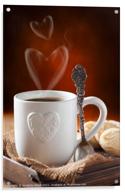 Valentine's Day Coffee Acrylic by Amanda Elwell