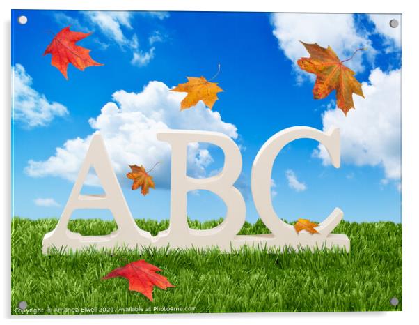 ABC Letters With Autumn Leaves Acrylic by Amanda Elwell