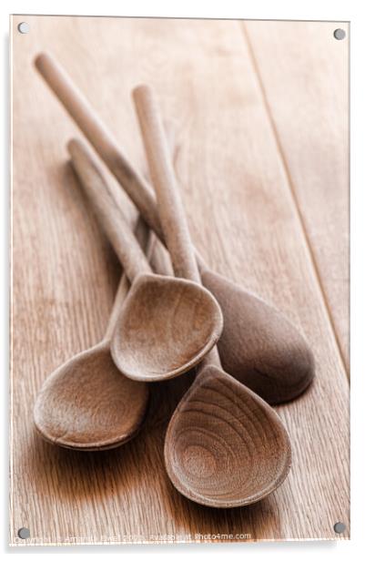 Old Rustic Wooden Spoons Acrylic by Amanda Elwell