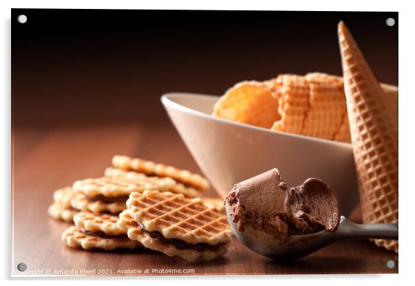 Chocolate Ice Cream Scoop Acrylic by Amanda Elwell