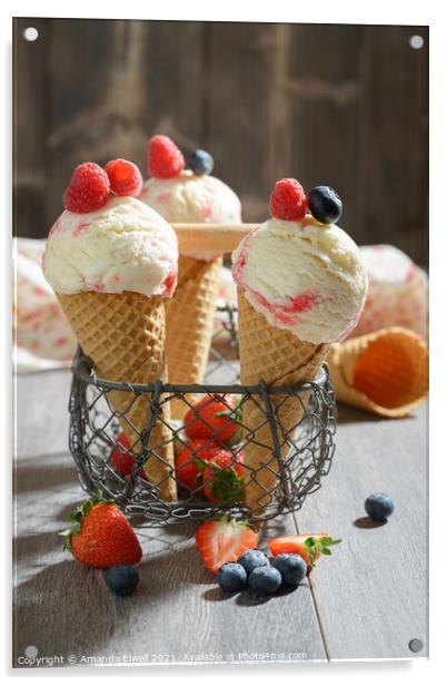 Ice Creams With Fruit Acrylic by Amanda Elwell