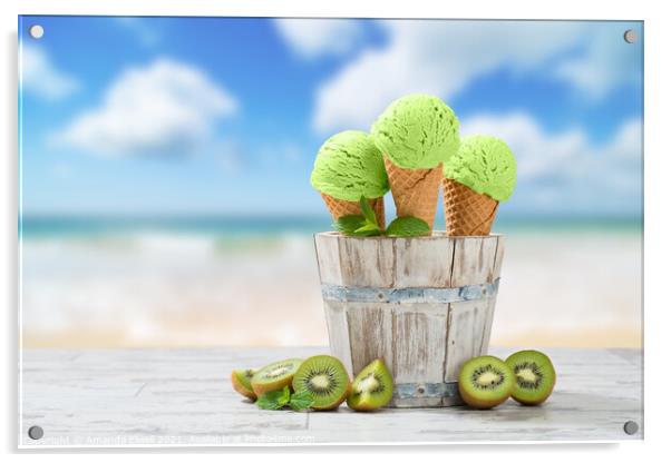 Ice Cream At The Beach Acrylic by Amanda Elwell