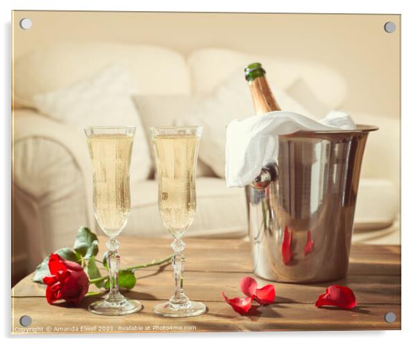 Valentines Day Champagne Acrylic by Amanda Elwell