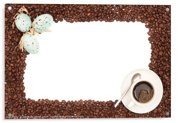 Easter Coffee Border Acrylic by Amanda Elwell