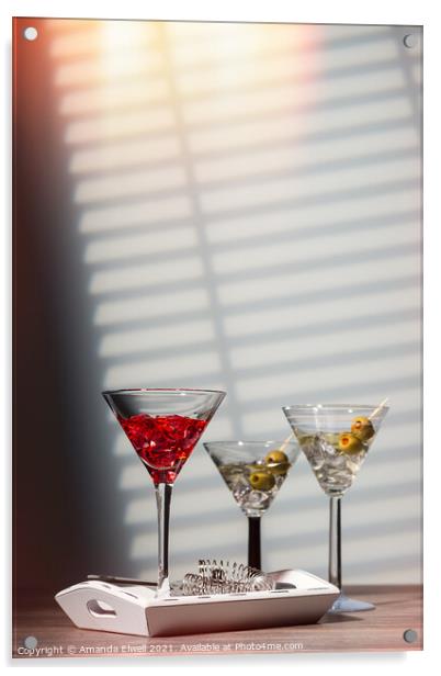 Cocktails On Tray Acrylic by Amanda Elwell