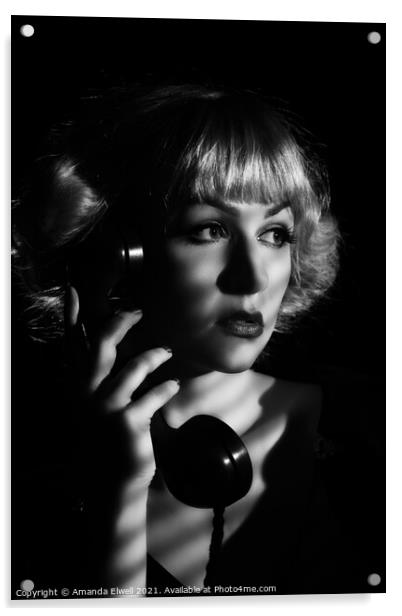Vintage Telephone Acrylic by Amanda Elwell