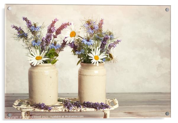 Lavender & Daisies Acrylic by Amanda Elwell