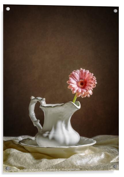 Single Gerbera Flower Acrylic by Amanda Elwell