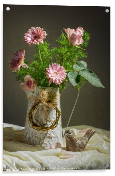 Pink Bouquet Acrylic by Amanda Elwell