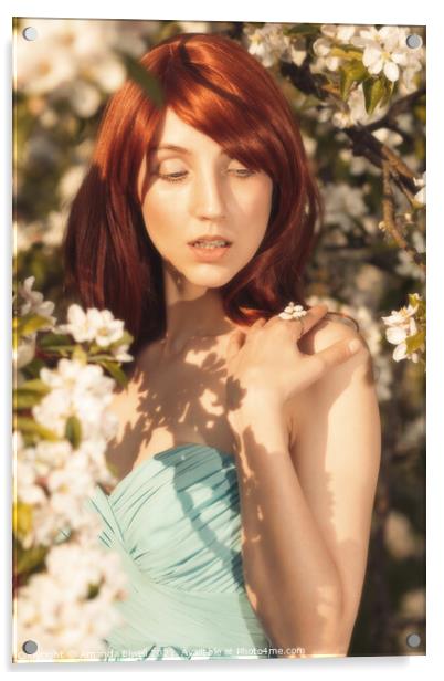 Woman In Spring Blossom Acrylic by Amanda Elwell