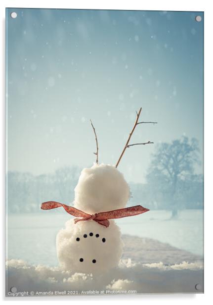 Upside Down Snowman Acrylic by Amanda Elwell