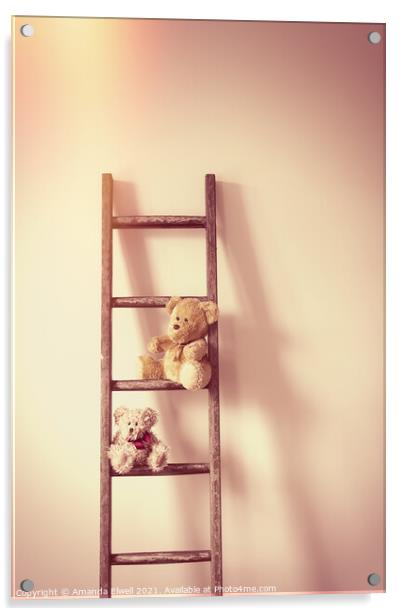 Teddies On A Ladder Acrylic by Amanda Elwell