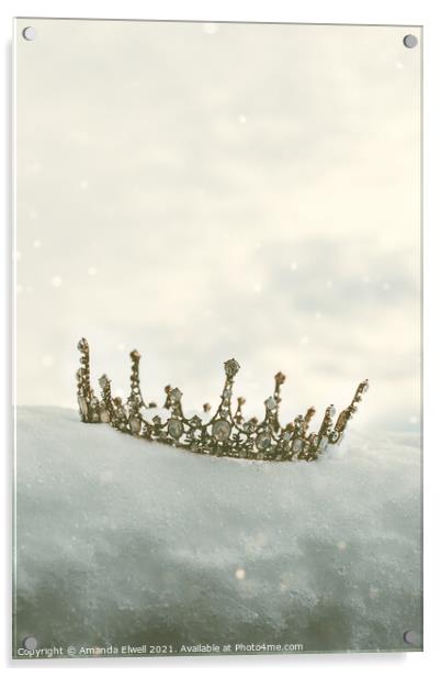 Princess Crown In Snow Acrylic by Amanda Elwell