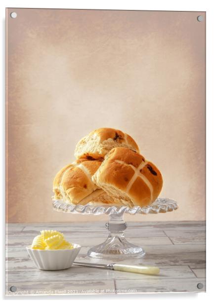 Hot Cross Buns With Butter Acrylic by Amanda Elwell