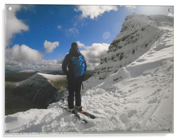 Winter Ski on Brecon Beacons Acrylic by Roy Griffiths