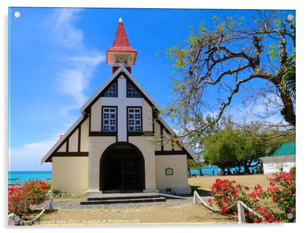 Notre Dame Auxiliatrice church, Cap Malheureux, Mauritius Acrylic by Gerard Peka