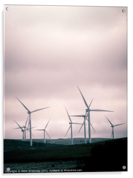 Wind Turbines In The Scottish Highlands  Acrylic by Peter Greenway