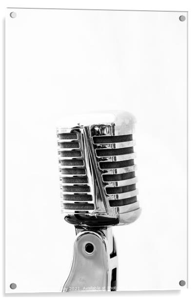  Vintage Microphone In Monochrome Acrylic by Peter Greenway