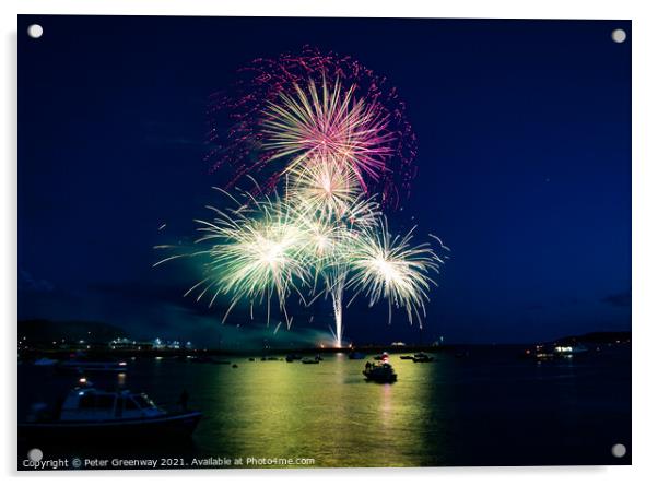 Fireworks Display Plymouth Harbour  Acrylic by Peter Greenway
