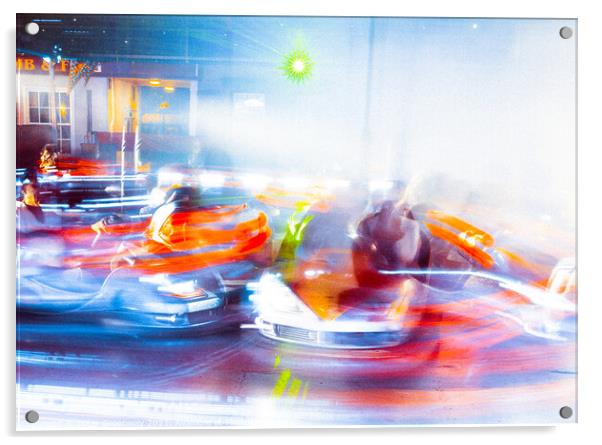 Impressions Of Dodgems At St Giles Fair Acrylic by Peter Greenway