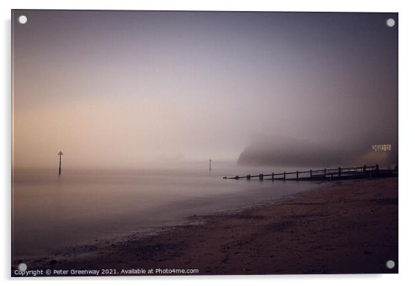 Sea Mist Around Teignmouth Beach At Sunrise Acrylic by Peter Greenway