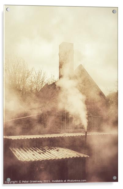 Steam Billowing Around Heritage Industrial Buildings Acrylic by Peter Greenway