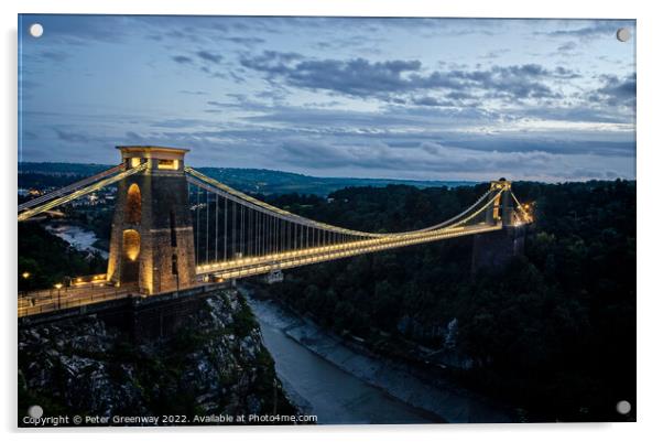 Clifton Suspension  Bridge Avon Acrylic by Peter Greenway