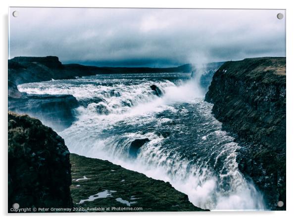 Gullfoss Waterfall, Hvita, Iceland Acrylic by Peter Greenway