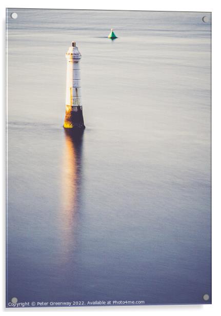 Lighthouse Beacon On The Ness At Shaldon Ay Dawn Acrylic by Peter Greenway
