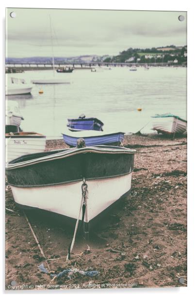 Boats Beached At Low Tide On Teignmouth 'Back Beach' In Devon Acrylic by Peter Greenway