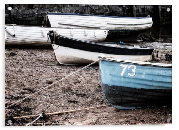 Boats Beached At Low Tide On Teignmouth 'Back Beach' In Devon Acrylic by Peter Greenway