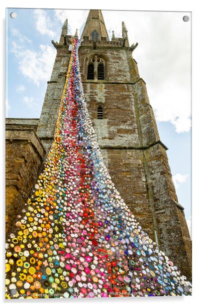 Tower Of All Saints Church, Middleton Cheney Decorated In Crocch Acrylic by Peter Greenway
