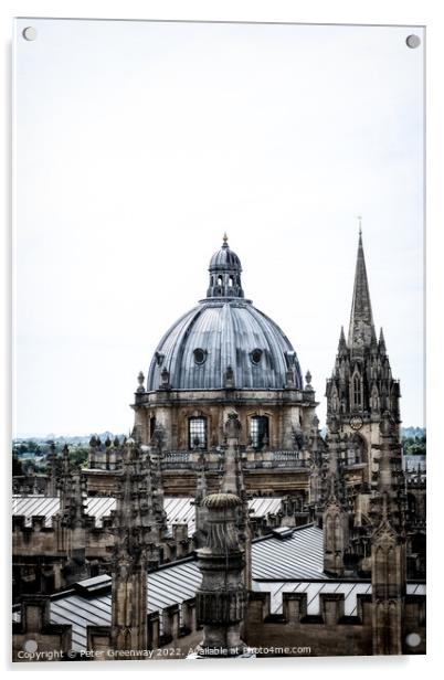 The Dreaming Spires Of Oxford From The Top Of The Sheldonian The Acrylic by Peter Greenway