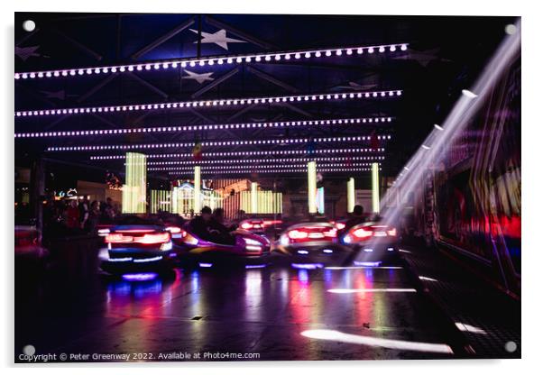 Funky Dodgem Bumper Cars At The Annual Street Fair In St Giles, Oxford Acrylic by Peter Greenway