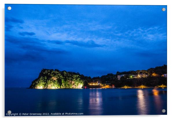 The 'Ness' In Shaldon Illuminated At Night Acrylic by Peter Greenway