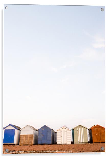 Beach Huts On Teignmouth's Back Beach At Sunset Acrylic by Peter Greenway