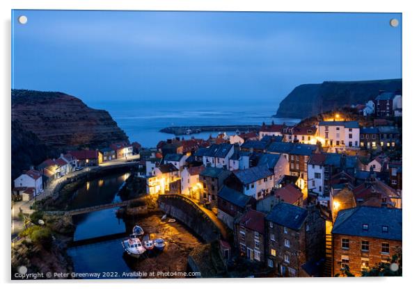  The Fishing Port Of Staithes On The North Yorkshire Coast Acrylic by Peter Greenway