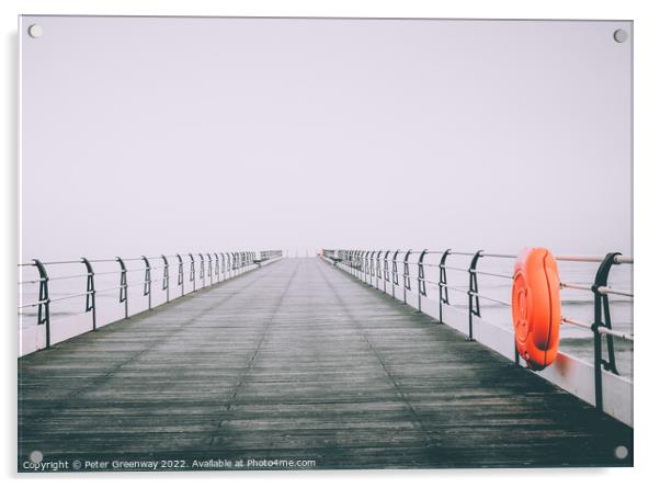 The Empty Pier At Saltburn-by-the-Sea On The North Yorkshire Coa Acrylic by Peter Greenway