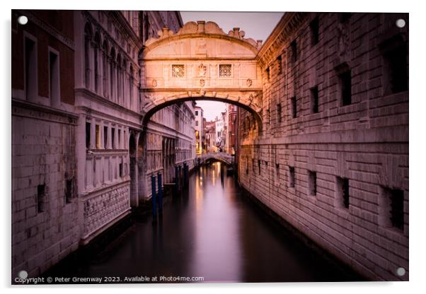 The Bridge Of Sighs In Venice At Sunset Acrylic by Peter Greenway