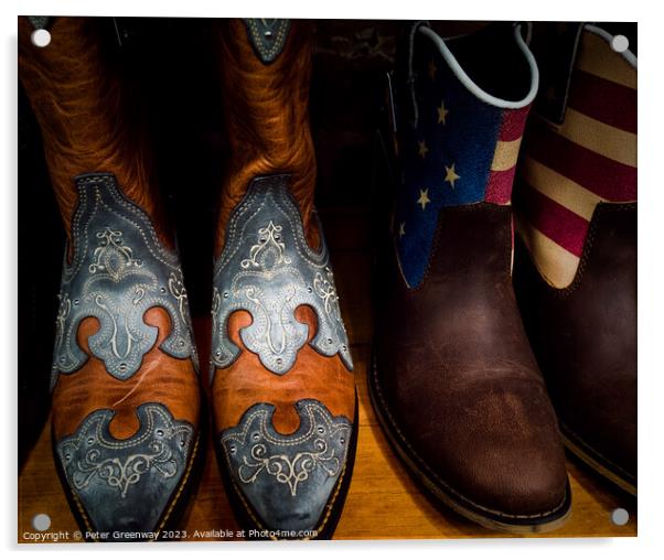 Cowboys Boots In Downtown Nashville, Tennessee Acrylic by Peter Greenway