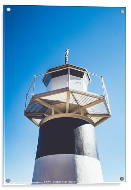 Black & White Harbour Light House, Oslo, Norway Acrylic by Peter Greenway