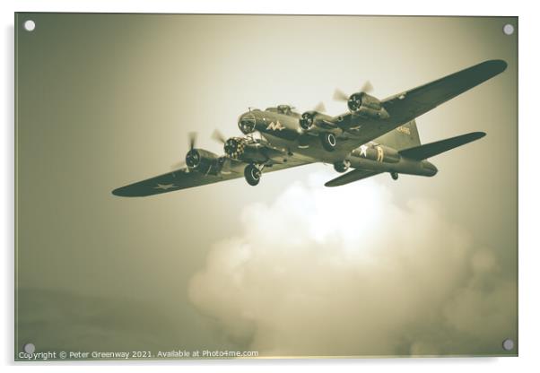 B-17 Flying Fortress Bomber - 'Sally B' at Farnbor Acrylic by Peter Greenway