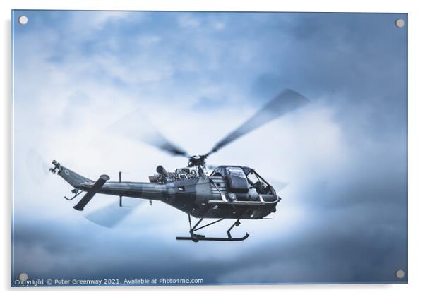 British Army 'Sioux' Scout Helicopter Acrylic by Peter Greenway