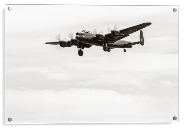 British WW2 'Lancaster' Bomber In Night Boming Rai Acrylic by Peter Greenway