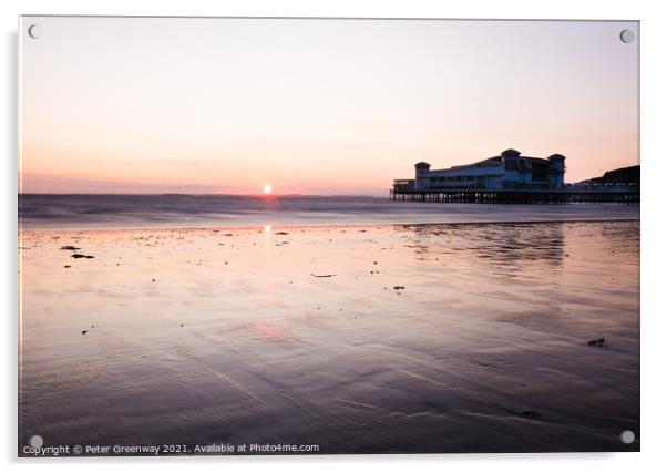 The Grand Pier, Weston-Super-Mare At Sunset Acrylic by Peter Greenway