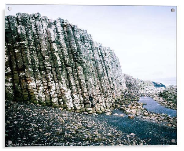 The Basalt Columns At The Giant's Causeway At Suns Acrylic by Peter Greenway