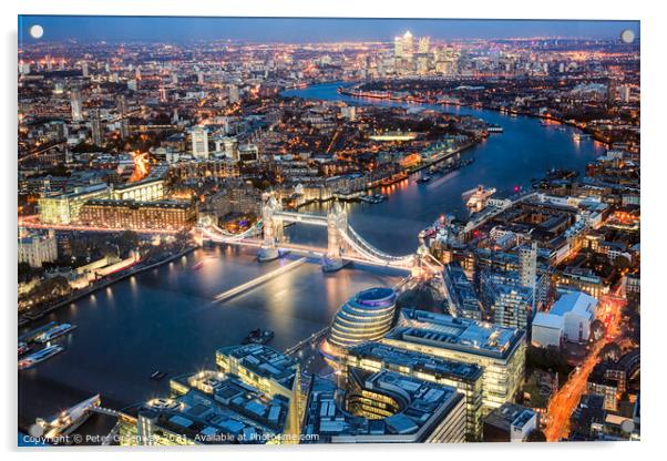 A Night View Across London From The Shard Acrylic by Peter Greenway