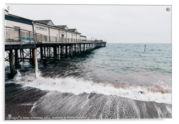 Teignmouth Pier On A Bleak Winter's Afternoon Acrylic by Peter Greenway