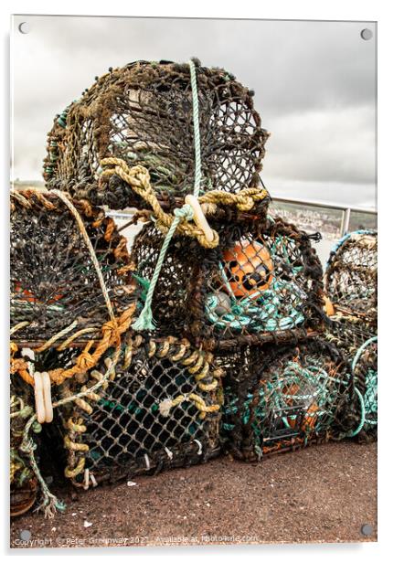 Fishermen Lobster Pots At Shaldon, Devon Acrylic by Peter Greenway