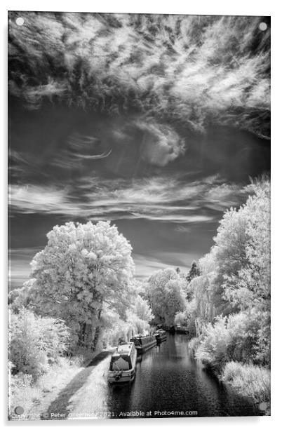 The Canal At Shipton-on-Cherwell In Infrared Acrylic by Peter Greenway